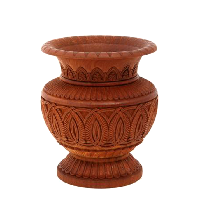 연꽃이 새겨진 나무 화병