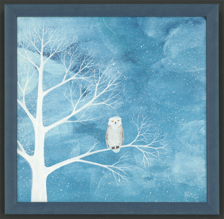 눈과 올빼미 그림 Painting of snow and owl