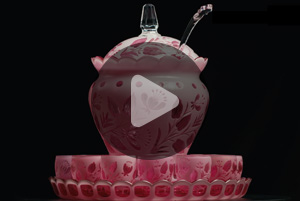 꽃잎 무늬가 있는 화채 그릇 세트 이미지